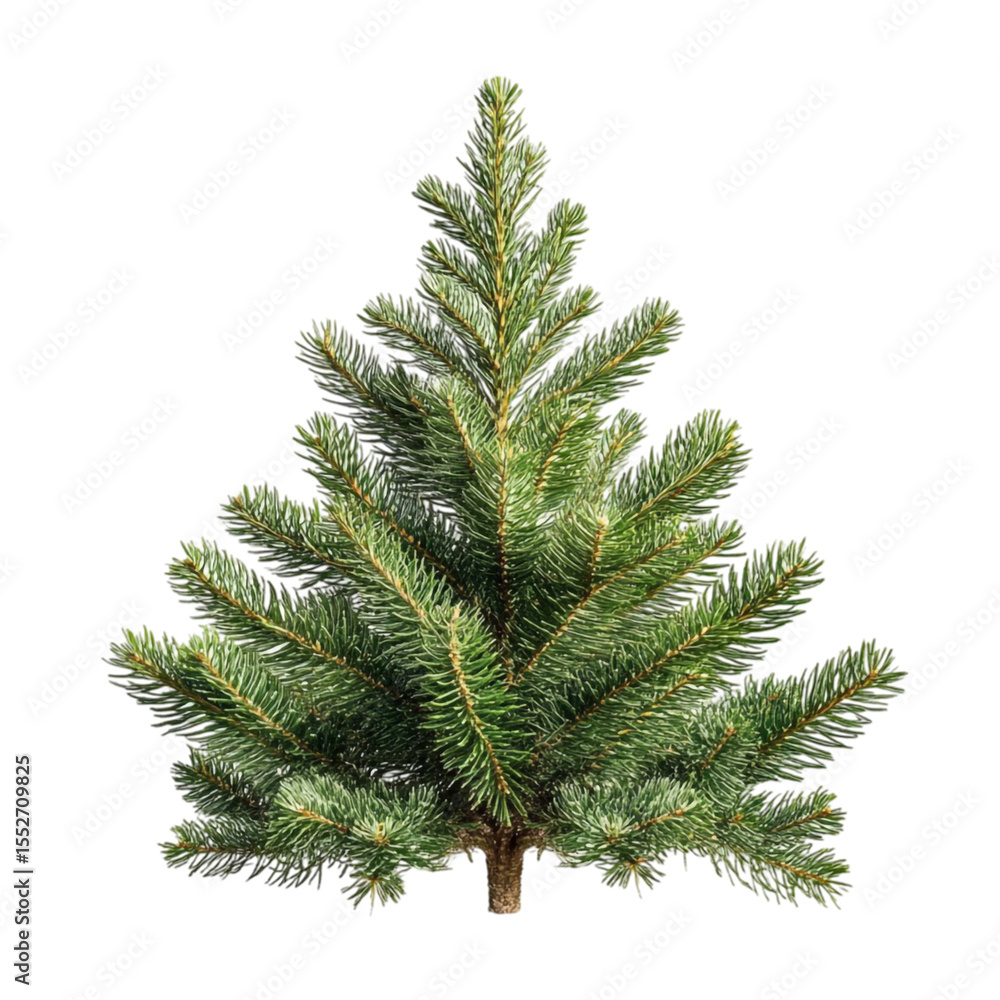 Poster a lush green fir tree isolated on a white background with colorful abstract lines