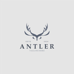Deer antler logo for hunting and adventure community in nature simple and elegant symbol