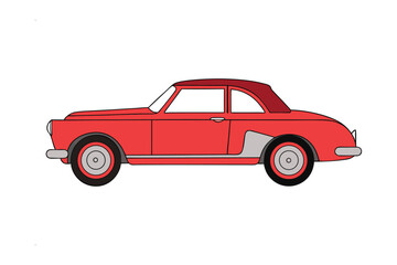 Red Classic Car: A sleek, classic red automobile, evoking nostalgia, stands in a simplified illustration. Reflecting a timeless aesthetic of automotive design. 