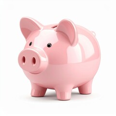 Fototapeta premium Pink Piggy Bank on White Background