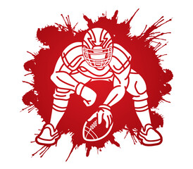 American Football Player Ready to Fight Action Sport Cartoon Graphic Vector
