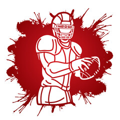 American Football Player Action Sport Cartoon Graphic Vector