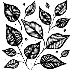 Elegant black and white leaf pattern design for textile prints and backgrounds