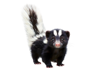 Young skunk or Mephitis. Isolated on a transparent background.