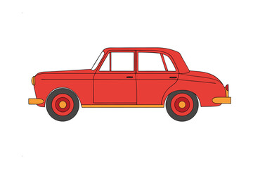 Red Classic Car: A side view of a vibrant red classic car, showcasing its timeless design and vintage charm.
