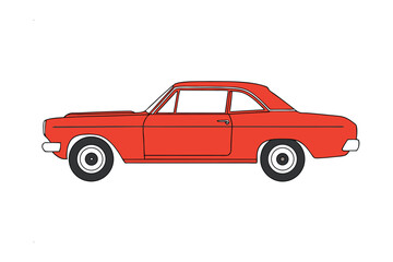 Fototapeta premium Classic Red Car: A vibrant illustration of a classic red car, epitomizing vintage charm and automotive elegance.