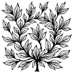 Elegant black and white leaf pattern design for decorative element background