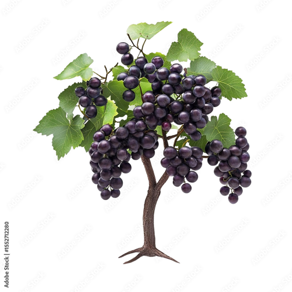 Poster dark grapes on a vine artistic image with colorful background