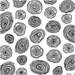 Abstract black and white concentric circles seamless pattern, geometric shapes