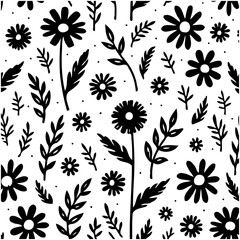 Elegant Black and White Floral Pattern: A Timeless Design for Various Applications