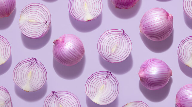Onion pattern on purple background pop art design, poster design - Powered by Adobe