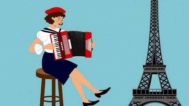 Parisian Accordionist: A Charming Illustration of French Culture