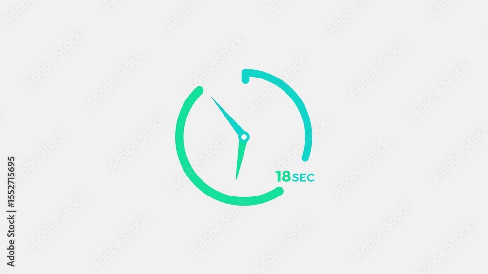 Sticker 18 seconds timer clock icon modern design animation 4k video.
