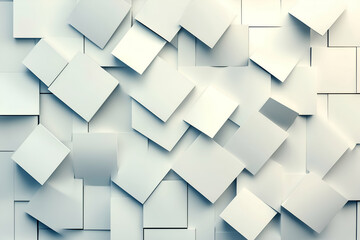 abstract background of white 3d squares in a random, overlapping pattern