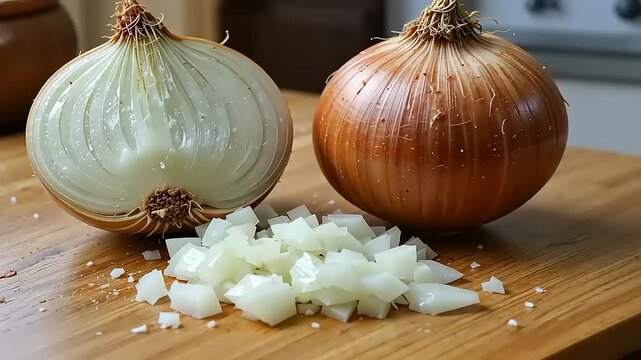 onions on a wooden board