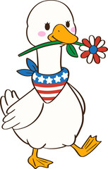 Goose with Festive Flower in Beak