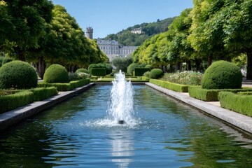 Fototapeta premium Water fountain sprinkling in park