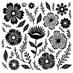 Elegant monochrome floral arrangement showcases nature's beauty in vector format