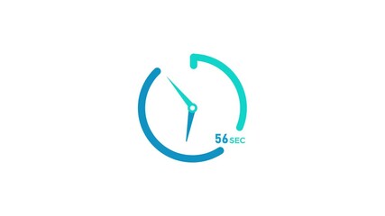 56 Seconds timer clock icon modern design animation 4k video.