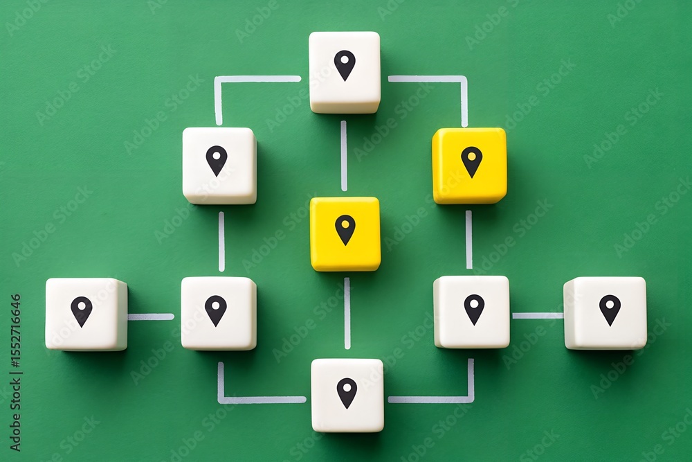 Poster minimal geolocation network with central node for data connectivity and ui design, location