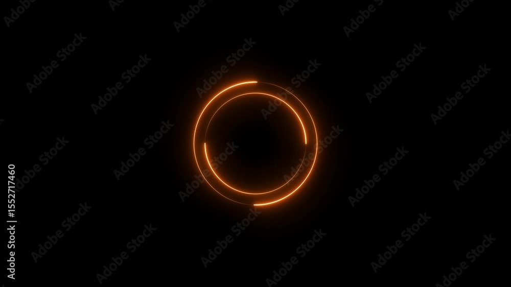 Sticker neon yellow color circle loading icon background animation 4k video. glowing neon circle icon backgr