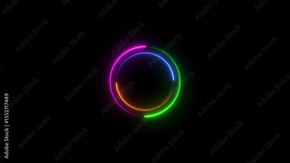 Canvas Prints neon circle loading icon background animation 4k video. bright neon circle icon background.
