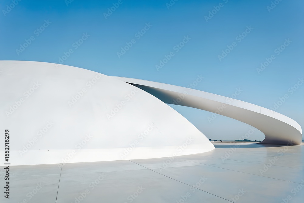Aufkleber 3d render of minimal modern architecture with empty cement floor for car presentation background, bl