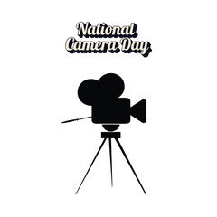 Retro camera design with a lens and flash bursting out, perfect for poster designs, t-shirts, or digital promotions for Camera Day. Editable EPS format.

