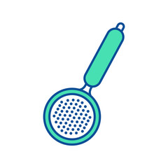 Sieve. Kitchenware icon. Line vector kitchen utensil and tool. Cutlery illustration
