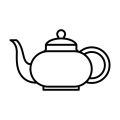 Teapot with lid. Kitchenware icon. Line vector kitchen utensil and tool. Cutlery illustration