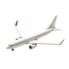 Fototapeta premium White airplane isolated on white background flying high above the clouds