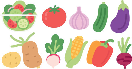 Fresh Vegetables and Salad Ingredients: An Assortment of Colorful Produce for Healthy Eating