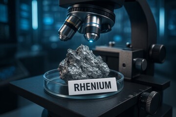 Close-Up View of Rhenium Metal Piece Under Simple Laboratory Inspection