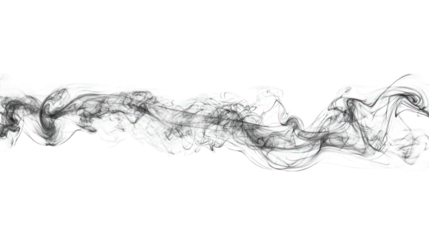 Wisp of flowing grey smoke against a black background