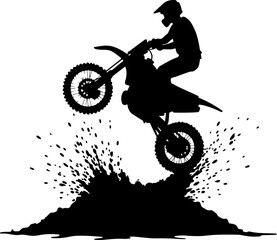 Motocross Rider Jumping  Vector 