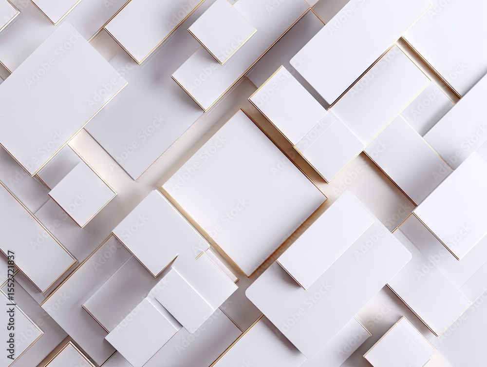 Fototapete abstract composition of off-white, subtly textured squares and rectangles, varying in size and eleva