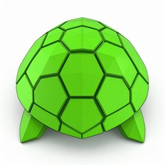 Obraz premium Bright Green Geometric Turtle Shell 3D Render