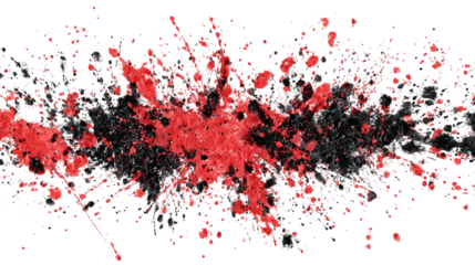 Abstract red and black ink splatters background
