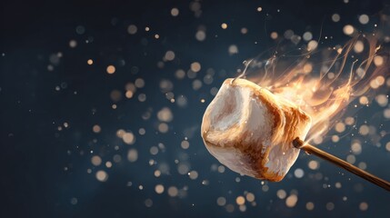 Cozy Campfire Delight: Capturing the irresistible allure of a perfectly toasted marshmallow, a symbol of warmth and indulgence.  This image evokes nostalgic memories.