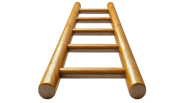 Wooden ladder against a black background