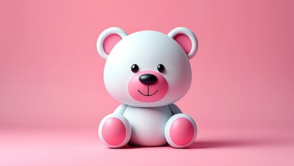 Obraz premium Adorable Cute White Teddy Bear with Pink Accents