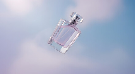 Fototapeta premium Elegant Perfume Bottle on Gradient Background, Soft Light, Minimalist Style