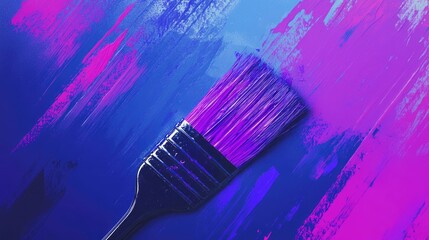 Paintbrush on vibrant abstract art.