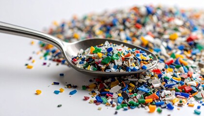 環境問題：多様な色のマイクロプラスチック汚染Generated image