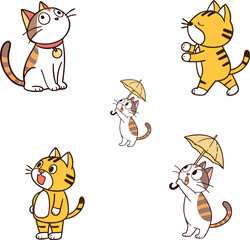 set of cartoon cats