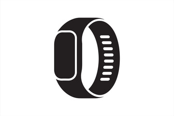 Black smartwatch wristband icon with display for tech and fitness illustrations