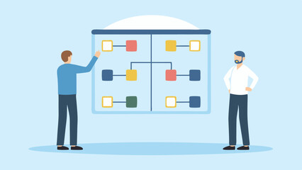 Businessmen Discuss Strategy on a Board Project Management Collaboration Teamwork Planning