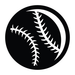 Black and White Baseball with Stitching Detail Illustration Design Element