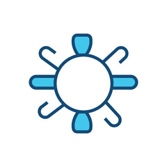Minimal and clean vector icon representing a virus structure or cell, illustrated in flat and outline style. Ideal for use in medical designs, healthcare materials, biology projects, pandemic awarenes