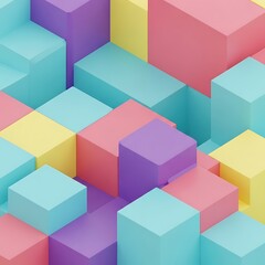 Pastel cube background abstract geometric blocks colorful design graphic illustration wallpaper texture pattern art